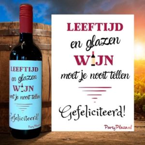 Wijnetiket Verjaardag – Leeftijd en glazen wijn…