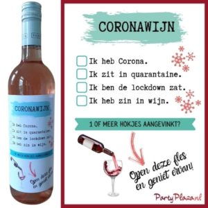 Wijnetiket Wijnhumor – Coronawijn 1 of meer hokjes aangevinkt?
