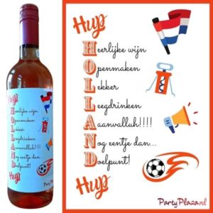 Wijnetiket Voetbal – Hup Holland Hup EK Voetbal Nederland Oranje