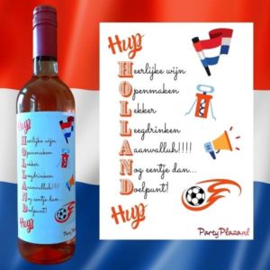 Wijnetiket Voetbal – Hup Holland Hup EK Voetbal Nederland Oranje