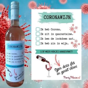 Wijnetiket Wijnhumor – Coronawijn 1 of meer hokjes aangevinkt?