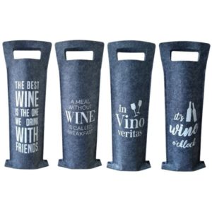 Wijntassen vilt cadeauverpakking – Set van 4 wijntasjes