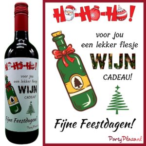 Wijnlabel Kerst – HO-HO-HO voor jou een lekker flesje wijn cadeau!