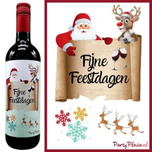 Wijnetiket Feestdagen / Kerst – Fijne Feestdagen wijnlabel