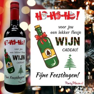 Wijnlabel Kerst – HO-HO-HO voor jou een lekker flesje wijn cadeau!