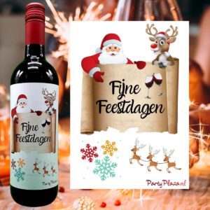 Wijnetiket Feestdagen / Kerst – Fijne Feestdagen wijnlabel