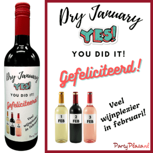 Wijnetiket Dry January – YES you did it!
