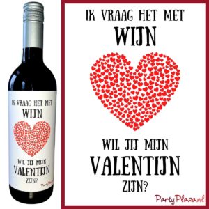 Wijnetiket Valentijnsdag – Ik vraag het met wijn, wil jij mijn Valentijn zijn?