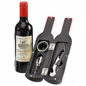 Wijn accessoires set 3-delig – Luxe wijn geschenkset in wijnflesje