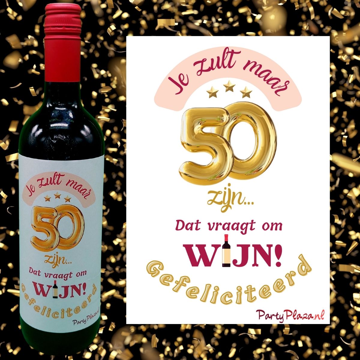 Wijnetiket Verjaardag 50 Jaar - Wijncadeau Voor 50-Jarige