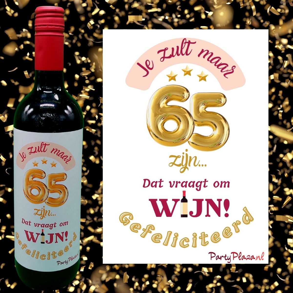 Wijnetiket Verjaardag 65 Jaar - Wijn Cadeau Voor 65-Jarige