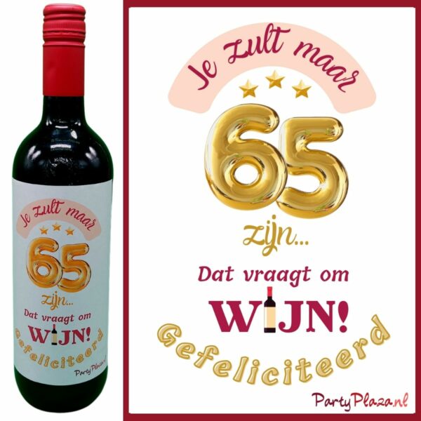 wijnetiket verjaardag 65 jaar