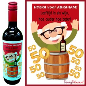 Wijnetiket Abraham 50 jaar – Leeftijd is als wijn …