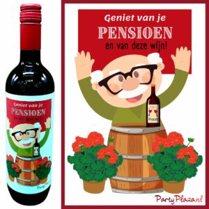 Wijnetiket Pensioen man – Geniet van je pensioen …