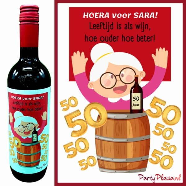 wijnetiket sara 50 jaar