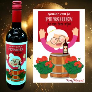 Wijnetiket Pensioen vrouw – Geniet van je pensioen …