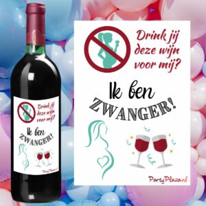 Wijnetiket Aankondiging zwangerschap – Drink jij deze wijn voor mij?