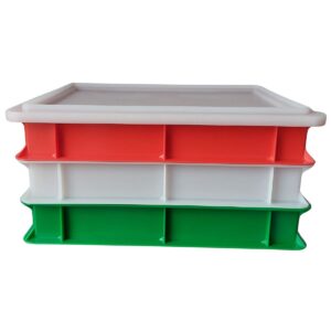 Pizza deegkratten 40x30x7cm Tricolore – Set van 3 deegbakken en 1 deksel