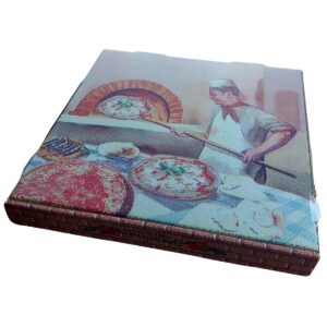 Pizzadoos karton – Pizzabakker (wit shirt) – Set van 5 pizzadozen 30x30cm