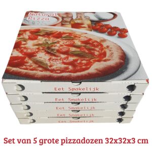 Pizzadoos groot – Natural Pizza – Set van 5 grote pizzadozen 32x32cm
