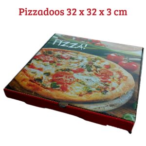 Grote pizzadoos karton PIZZA! – Set van 5 lege pizzadozen 32x32cm