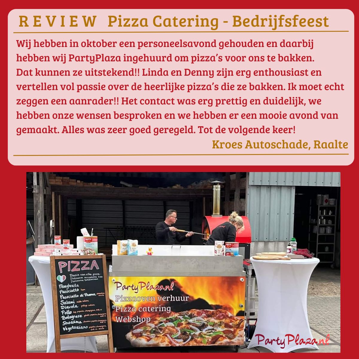 Je bekijkt nu Pizza catering Bedrijfsfeest Kroes Autoschade