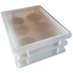 Pizza deegkratten 40x30x7cm – Set van 2 witte deegbakken en 1 transparant deksel